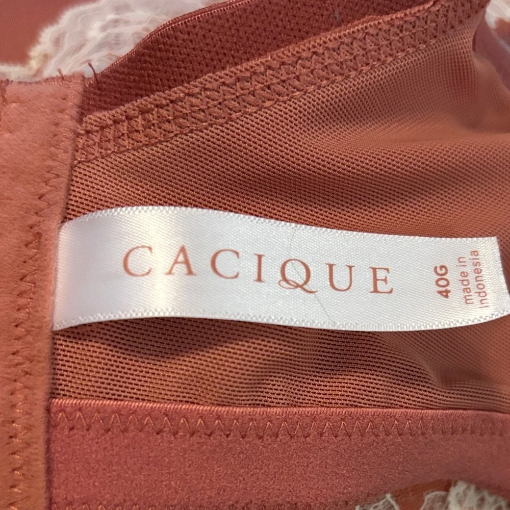 Cacique Rust and White Lace Bra